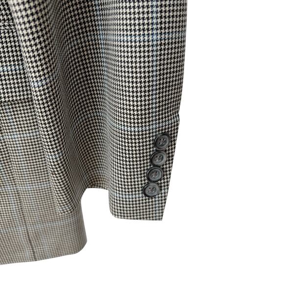 Brooks Brothers Wool Blazer Men's Size 44L Houndstooth Black White Madison 1818 - Picture 4 of 10